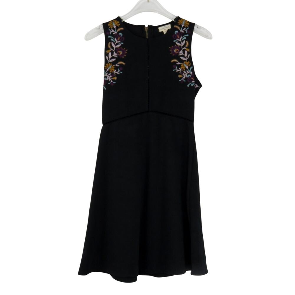 Mason & Belle Black Floral Embroidered Sleeveless Fit and Flare Mini Dress XS - Picture 2 of 7